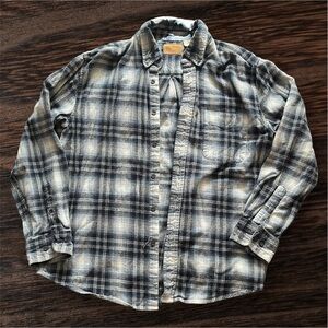 Men's Plaid Button-Down Shirt in Blue and White